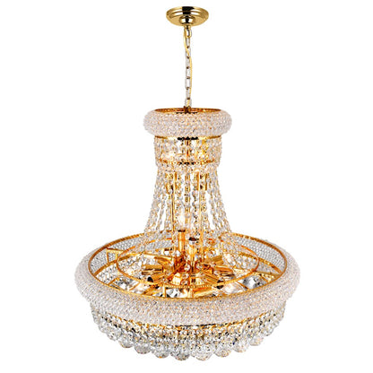 14 Light Down Chandelier, Gold