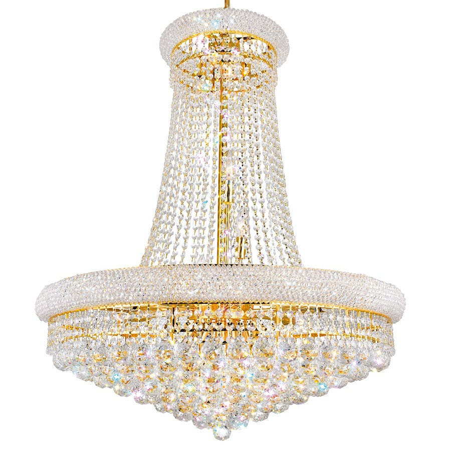 18 Light Down Chandelier, Gold