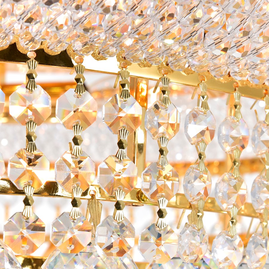 18 Light Down Chandelier, Gold