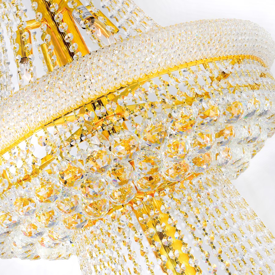 34 Light Down Chandelier, Gold