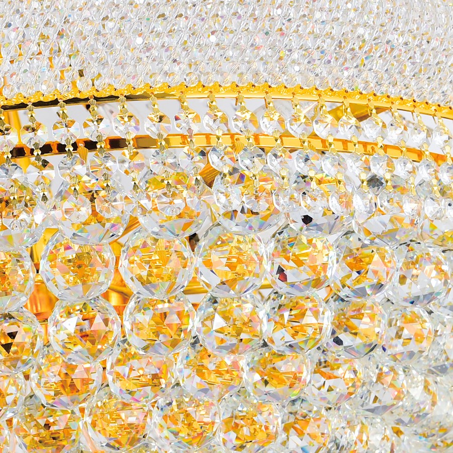 34 Light Down Chandelier, Gold