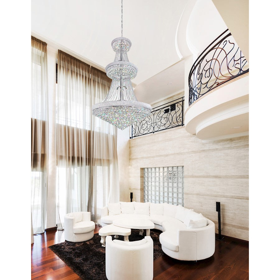 38 Light Down Chandelier, Chrome