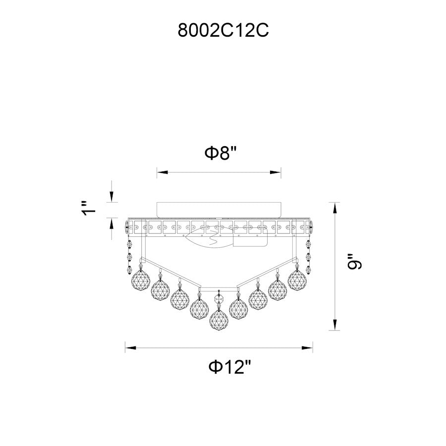 CWI Lighting Luminous 3 Light Flush Mount, Chrome