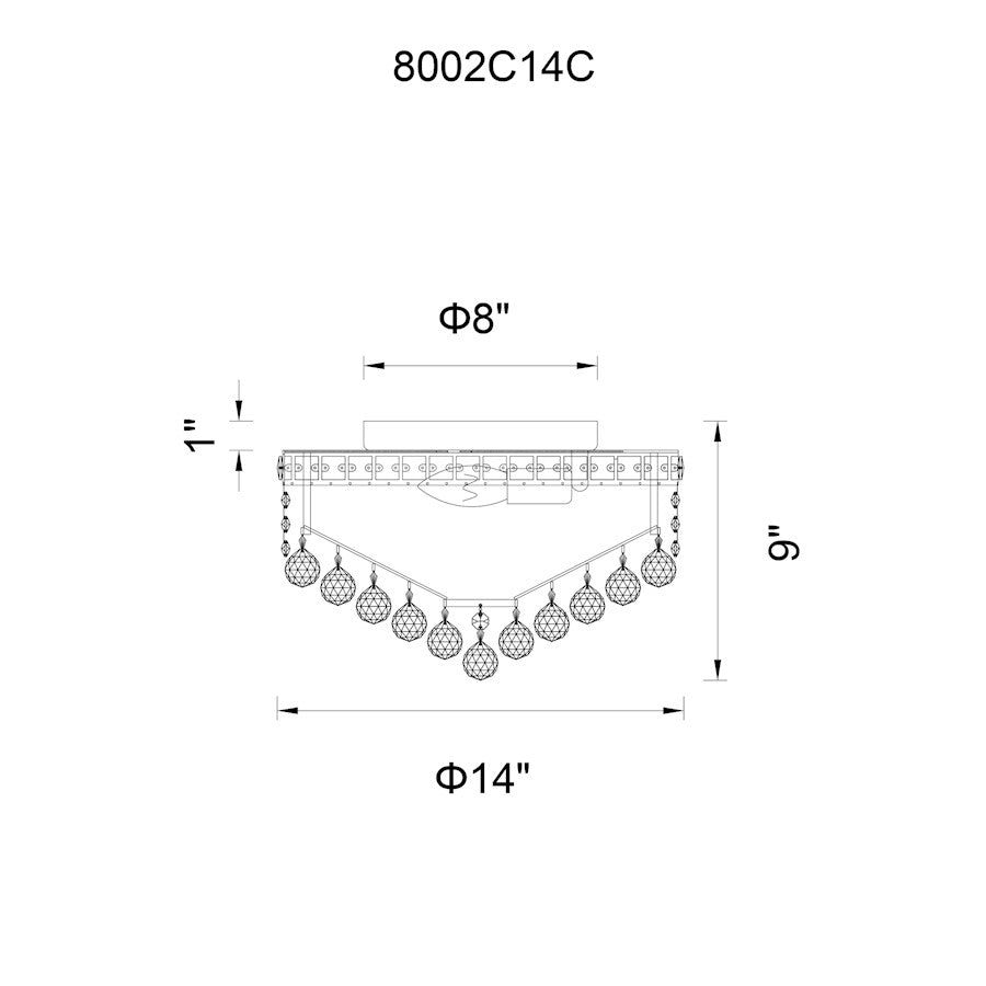 CWI Lighting Luminous 4 Light Flush Mount, Chrome