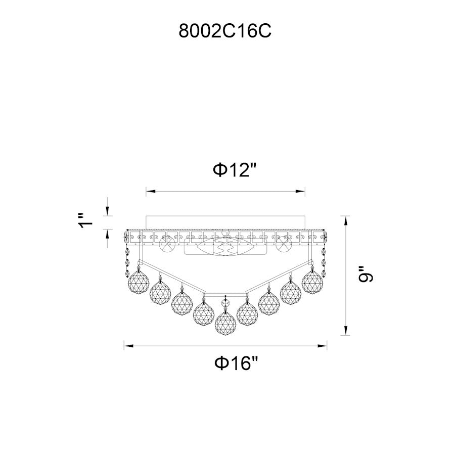 CWI Lighting Luminous 5 Light Flush Mount, Chrome