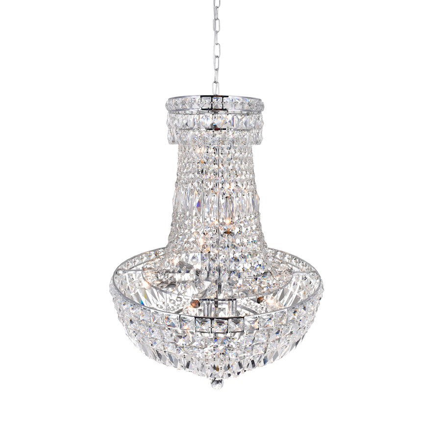 13 Light Down Chandelier, Chrome