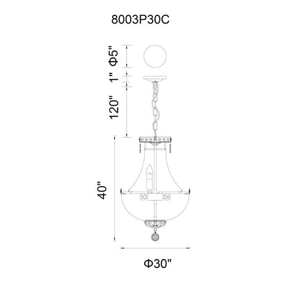 20 Light Down Chandelier, Chrome