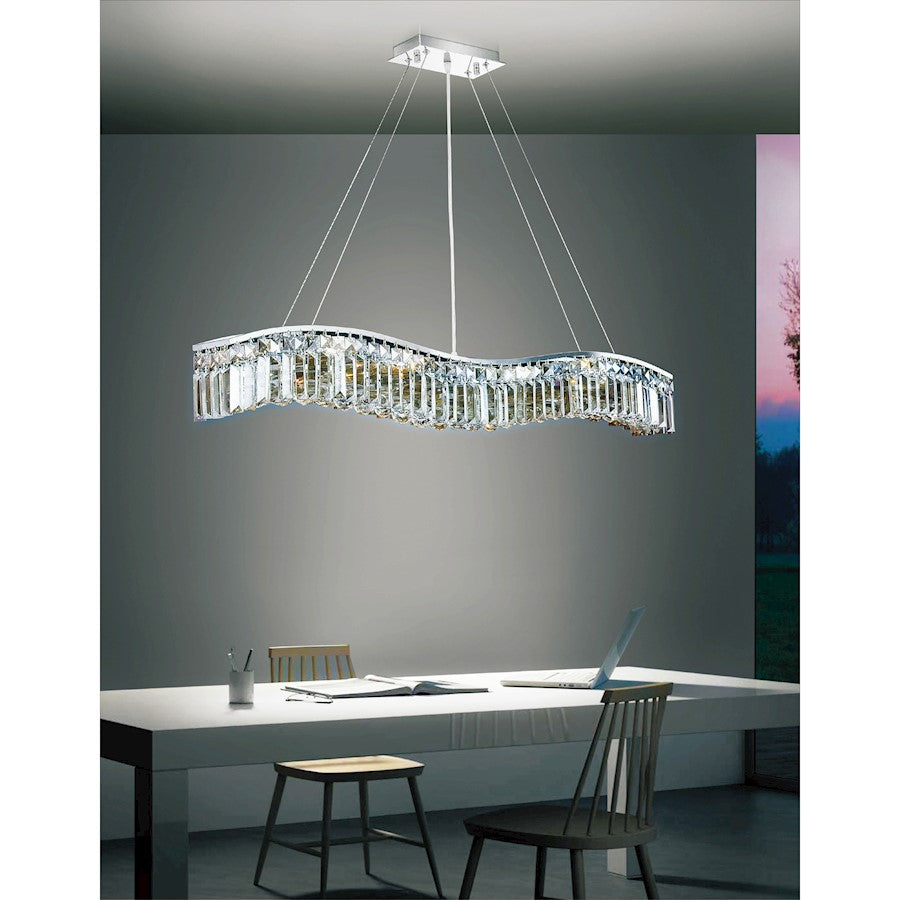 7 Light Down Chandelier, Chrome