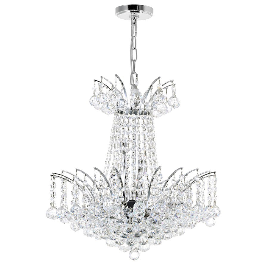 11 Light 20" Down Chandelier, Chrome