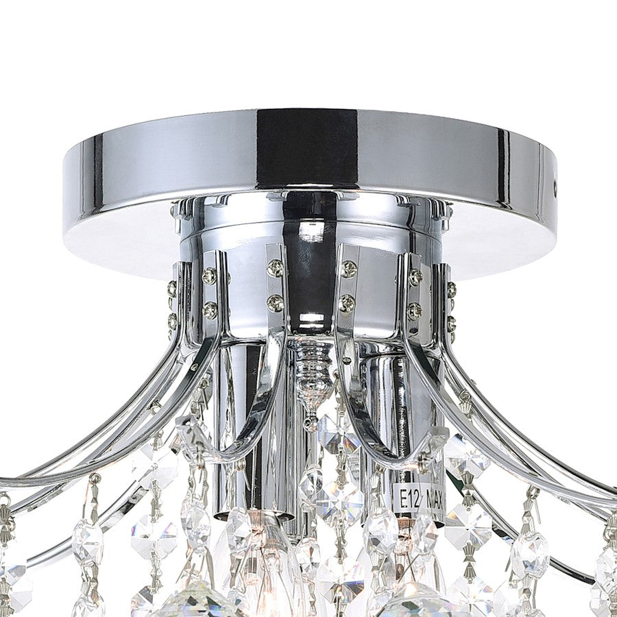 CWI Lighting Princess 3 Light Flush Mount, Chrome