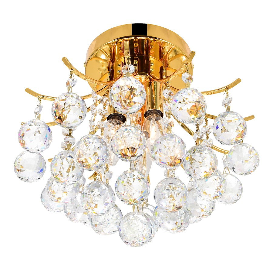 CWI Lighting Princess 3 Light Flush Mount, Gold