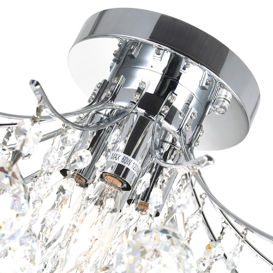 CWI Lighting Princess 6 Light 16" Flush Mount, Chrome