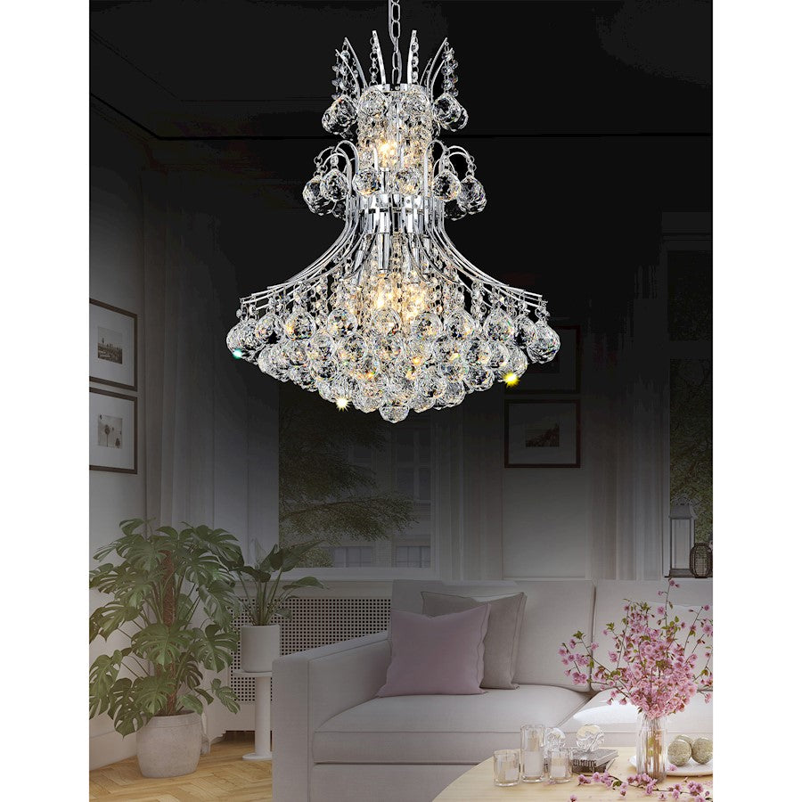 8 Light Down Chandelier, Chrome