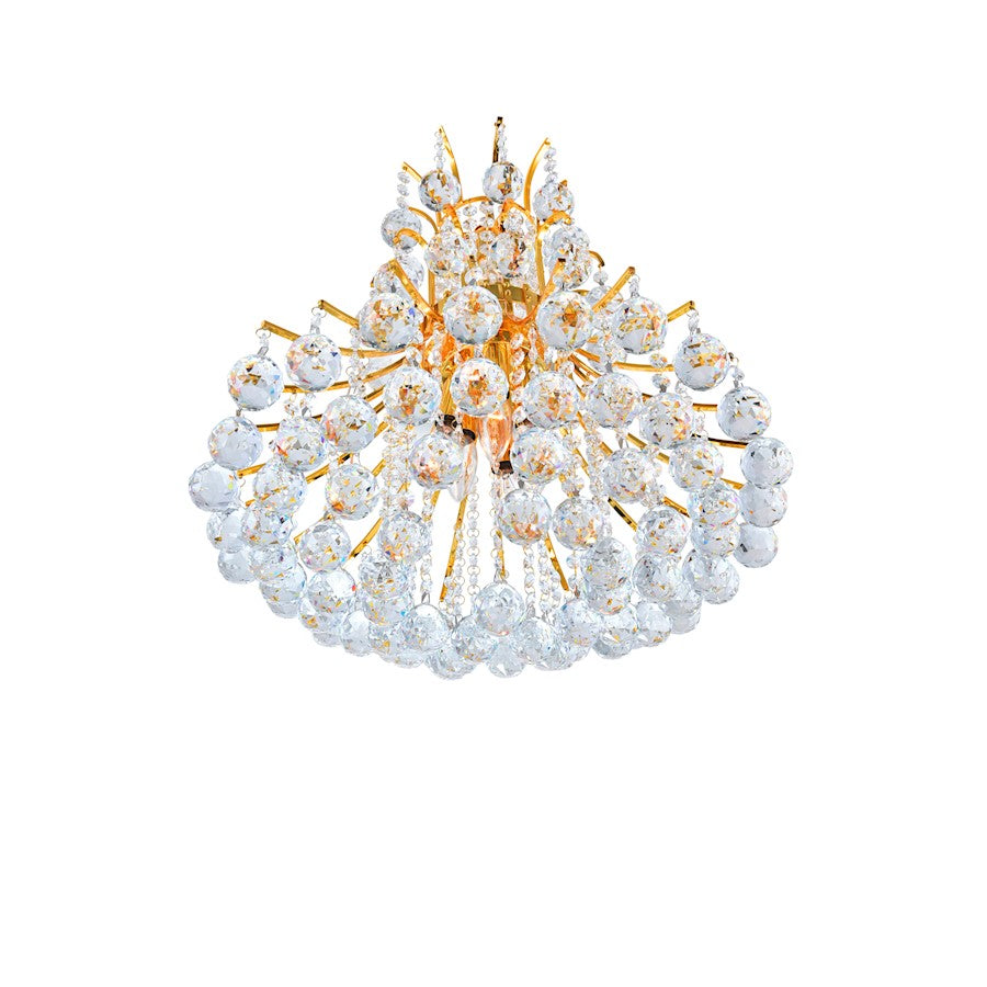 8 Light Down Chandelier, Gold