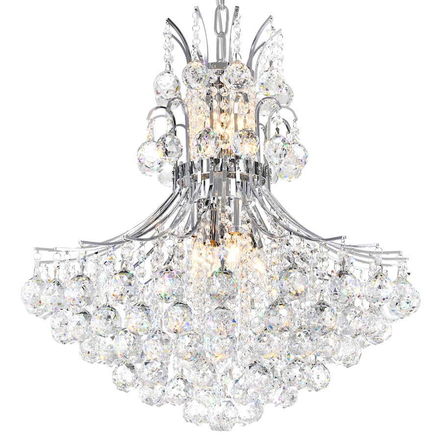 10 Light Down Chandelier, Chrome