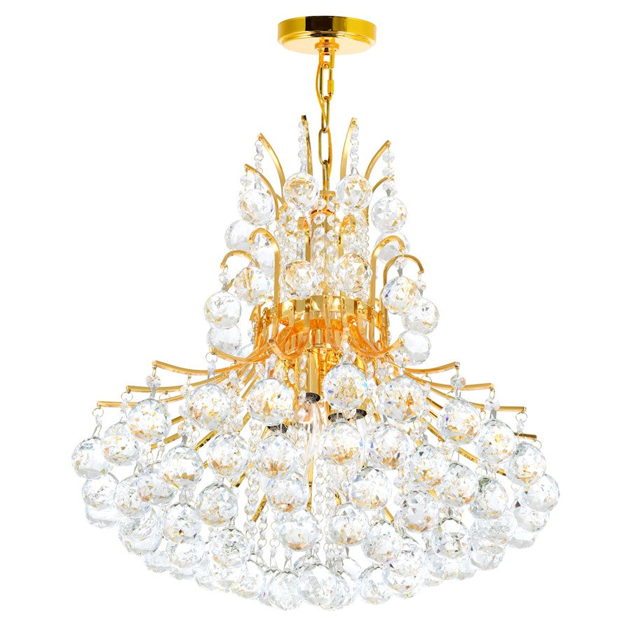 10 Light Down Chandelier, Gold