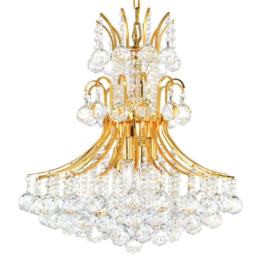 10 Light Down Chandelier, Gold