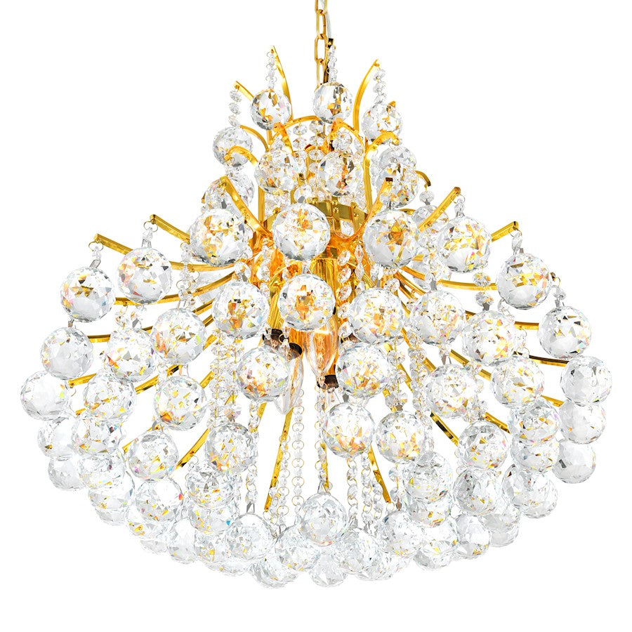 10 Light Down Chandelier, Gold