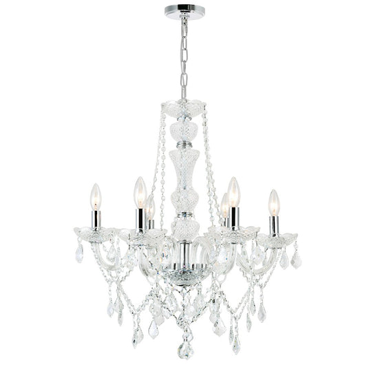 CWI Lighting Princeton 6 Light Down Chandelier, Chrome - 8023P24C-6