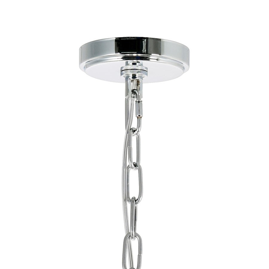 6 Light Down Chandelier, Chrome