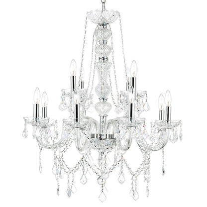 12 Light Down Chandelier, Chrome