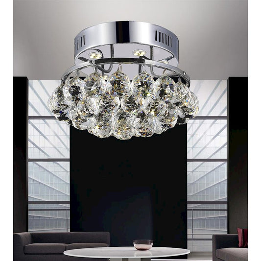 CWI Lighting Queen 3 Light Flush Mount, Chrome - 8038C12C-R