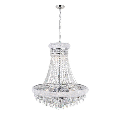 13 Light Down Chandelier, Chrome