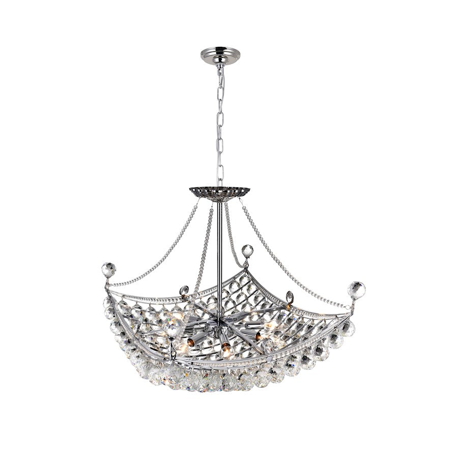 8 Light Down Chandelier, Chrome