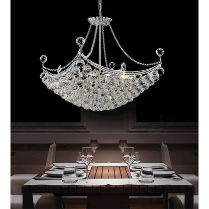 8 Light Down Chandelier, Chrome