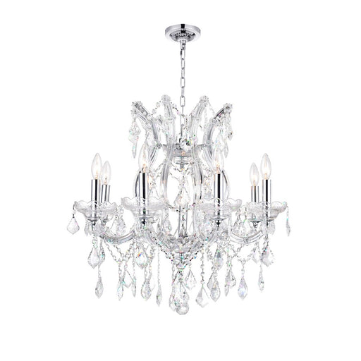 CWI Lighting Maria Theresa 9 Light Up Chandelier, Chrome - 8311P24C-9-Clear