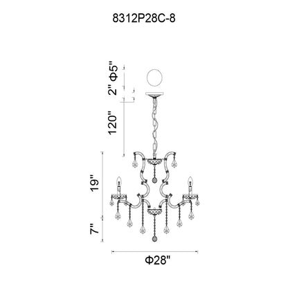 8 Light Up Chandelier, Chrome