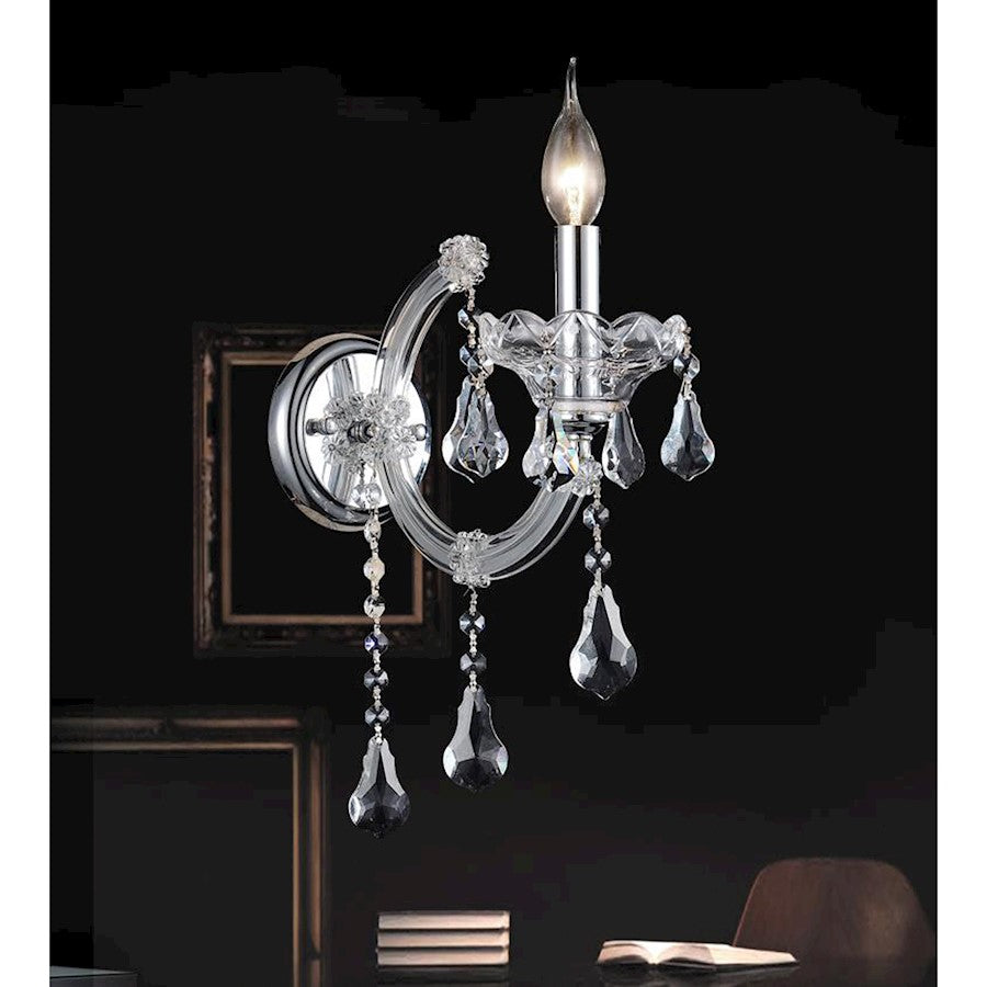 CWI Lighting Maria Theresa 1 Light Wall Light, Chrome - 8318W5C-1-Clear