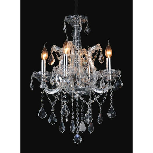 CWI Lighting Maria Theresa 4 Light Up Chandelier, Chrome - 8397P18C-4-Clear