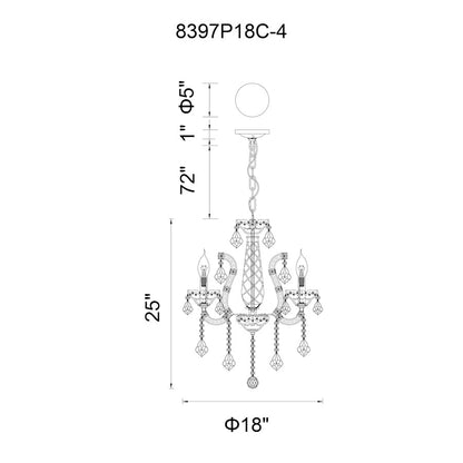 4 Light Up Chandelier, Chrome