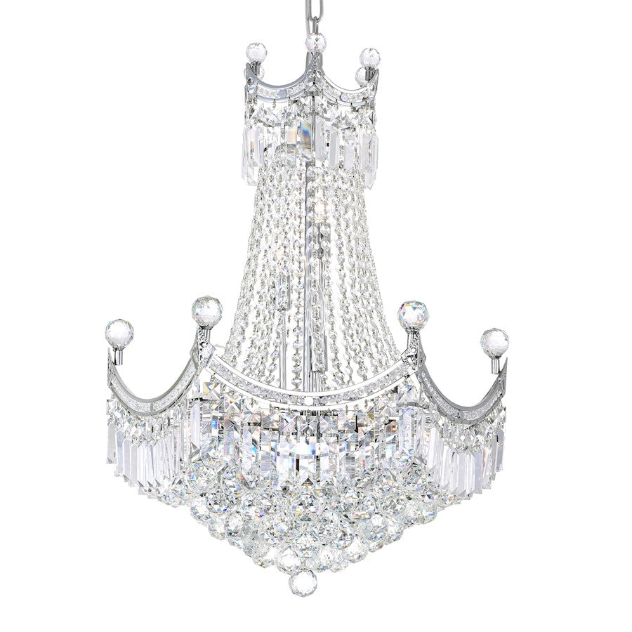 11 Light Down Chandelier, Chrome