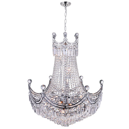 15 Light Down Chandelier, Chrome