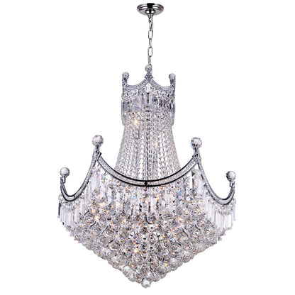 15 Light Down Chandelier, Chrome