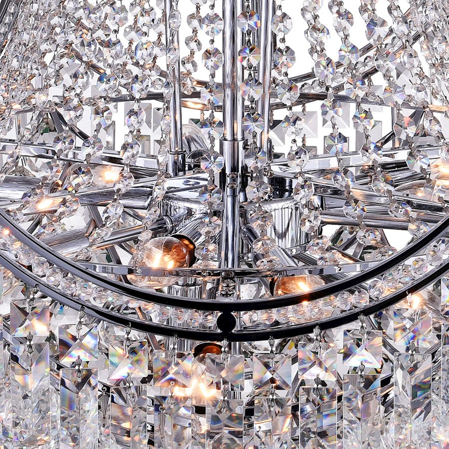 15 Light Down Chandelier, Chrome