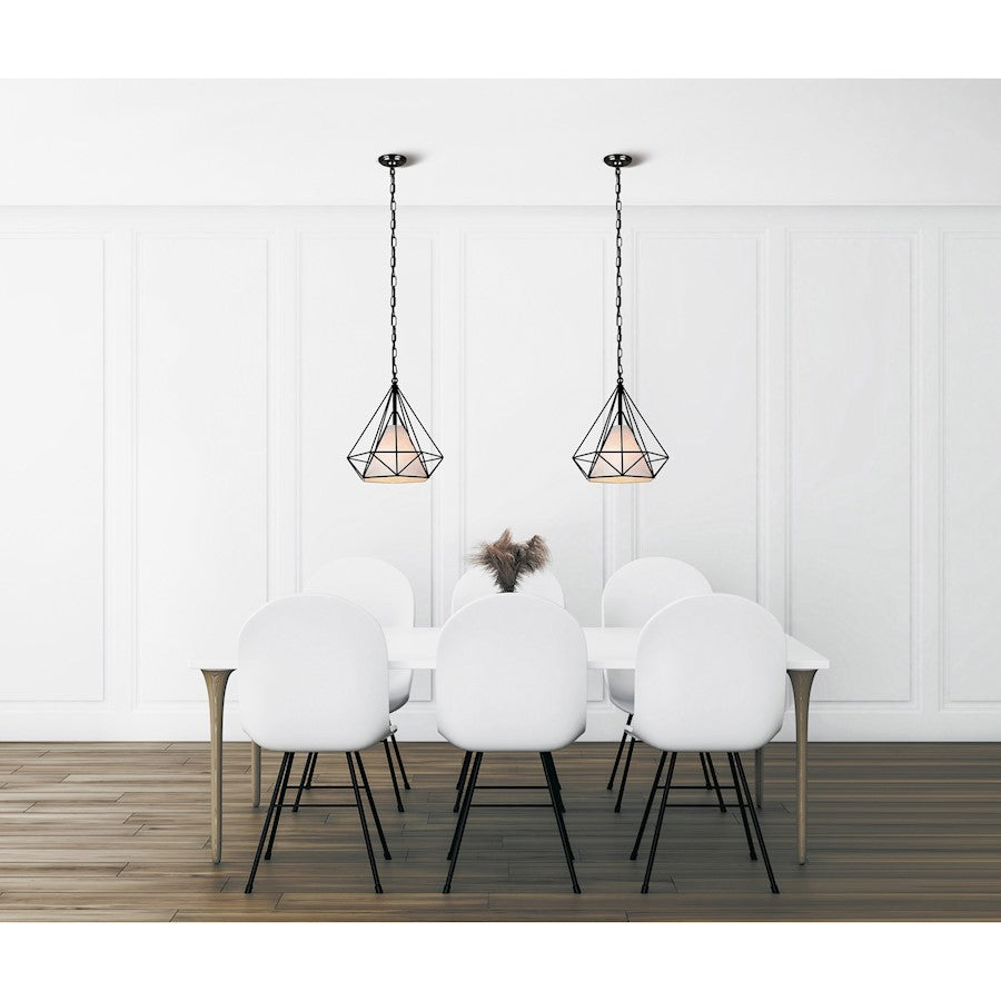 1 Light 15" Down Pendant, Black