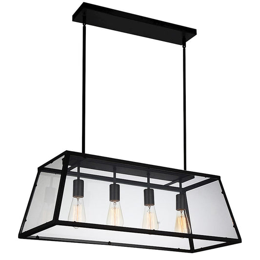 CWI Lighting Alyson 4 Light Down Chandelier, Black/Clear - 9601P31-4-101