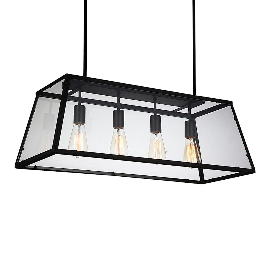 4 Light Down Chandelier, Black