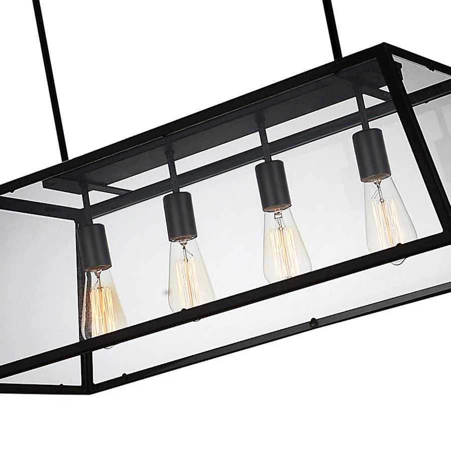 4 Light Down Chandelier, Black