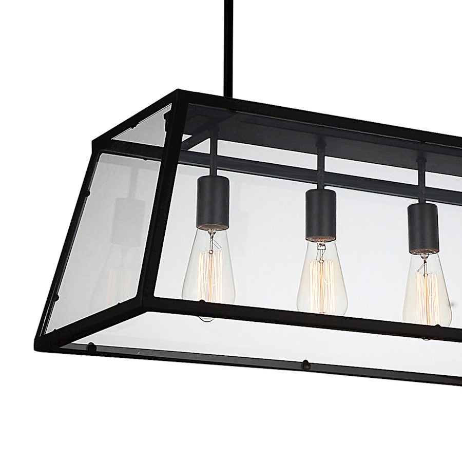 4 Light Down Chandelier, Black