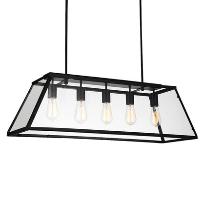 5 Light Down Chandelier, Black