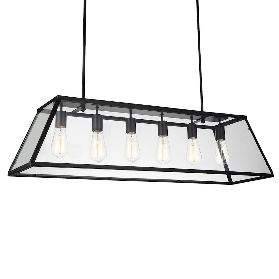 6 Light Down Chandelier, Black