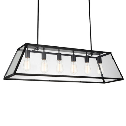 6 Light Down Chandelier, Black