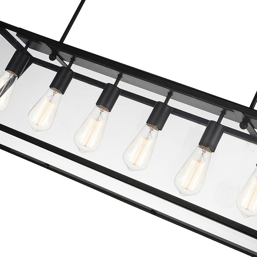 6 Light Down Chandelier, Black