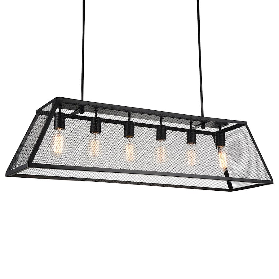 6 Light 42" Down Chandelier, Black