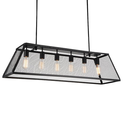 6 Light 42" Down Chandelier, Black