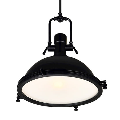 1 Light Down Pendant, Black/Frosted